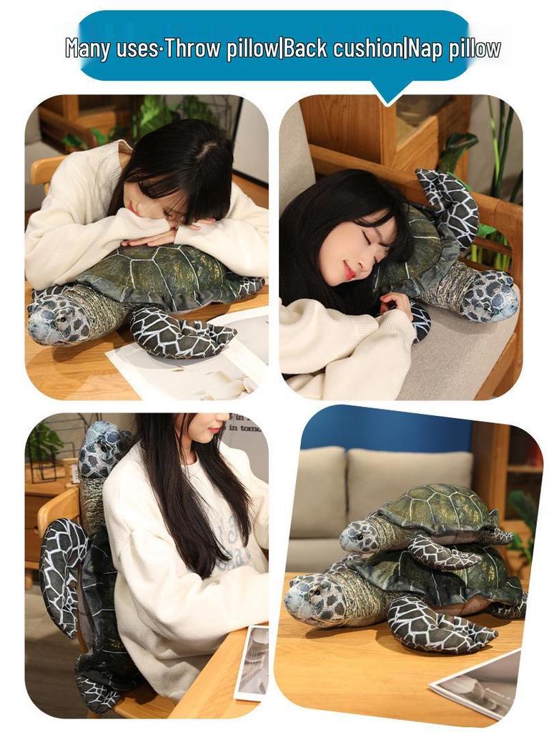 Sea Turtle Plush Pillow Toy - Marine Animal Doll for Kids