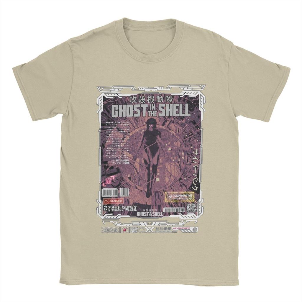 Motoko Kusanagi Ghost In The Shell T Shirts Men's Pure Cotton Awesome T-Shirt Anime Tee Shirt Short Sleeve Clothing Big Size