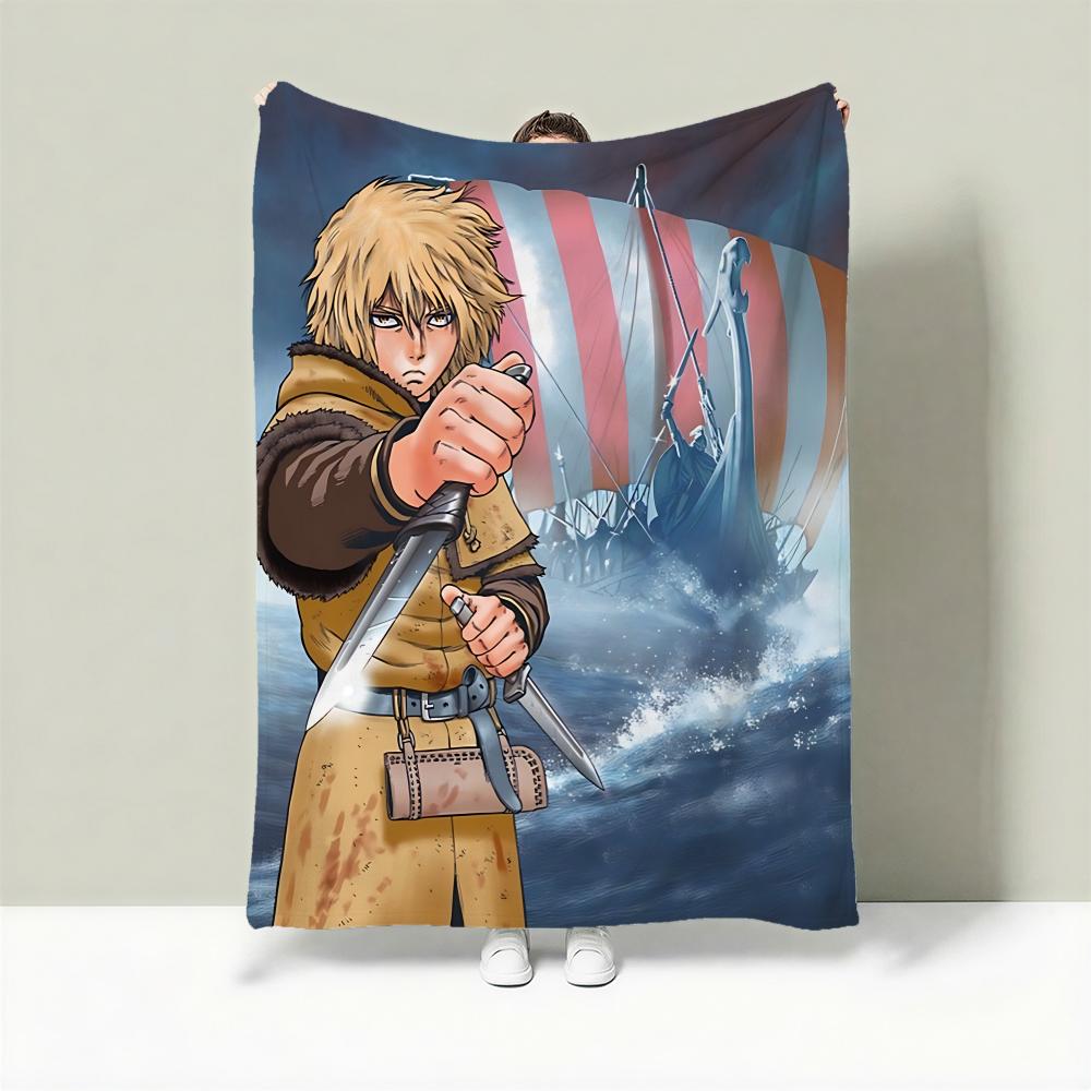 Anime V-Vinland Saga Throw Lightweight 240g Flannel Blanket Soft Skin-friendly for Summer Cooling 75X95CM