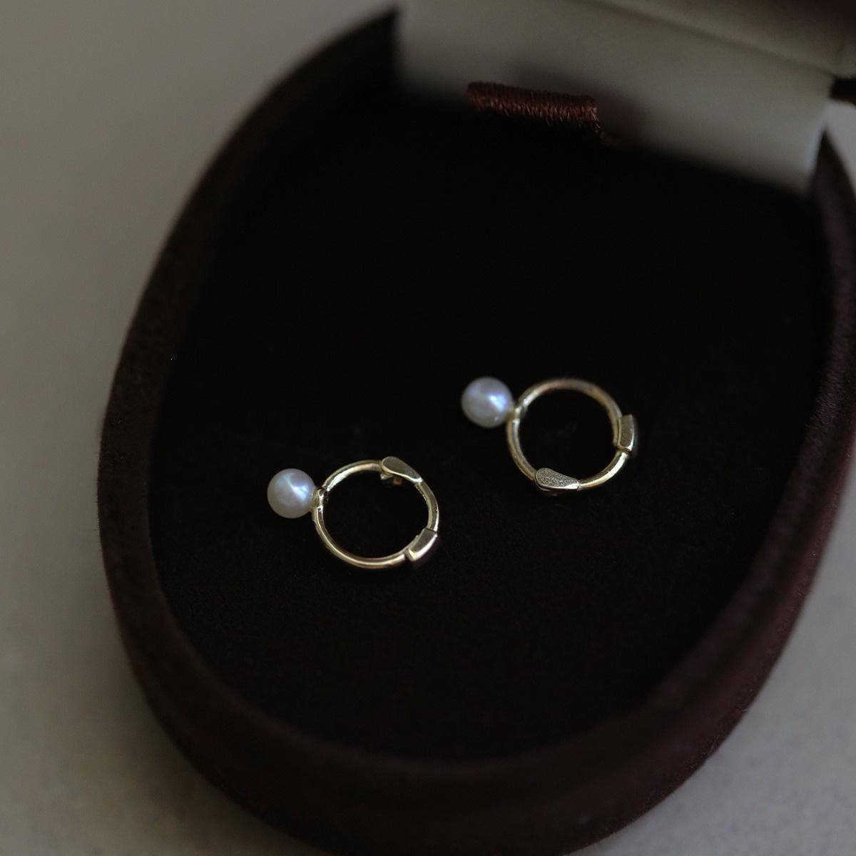 14K Gold Plated S925 Sterling Silver Pearl Ear Cuff Earrings 14K Gold Pair