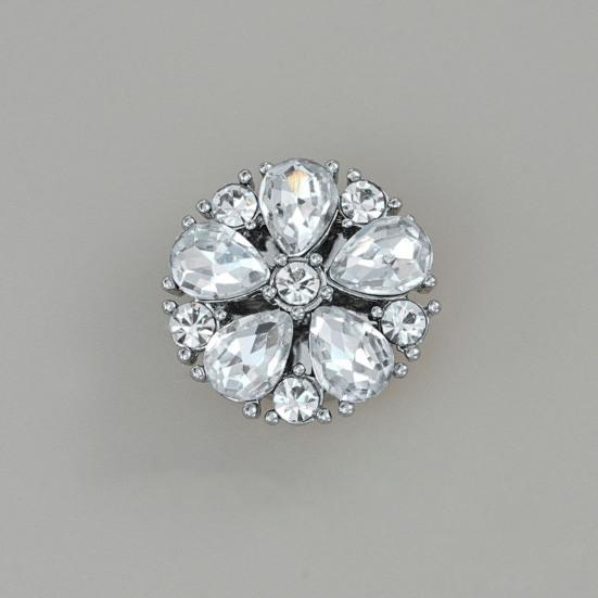 Rhinestone Button Cover Removable Clip-on Button Cover Decorative Flower Button Cover for Shirt Blazer Coat Wedding Accessories