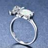 New Light Luxury Niche Women's Fine Opal Elephant Animal Ring Romantic  Trend Banquet Ring Accessories Street Party Gift