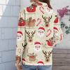 Women's Casual Christmas Print Long Sleeve Cardigan Top for Holiday Festive Wear