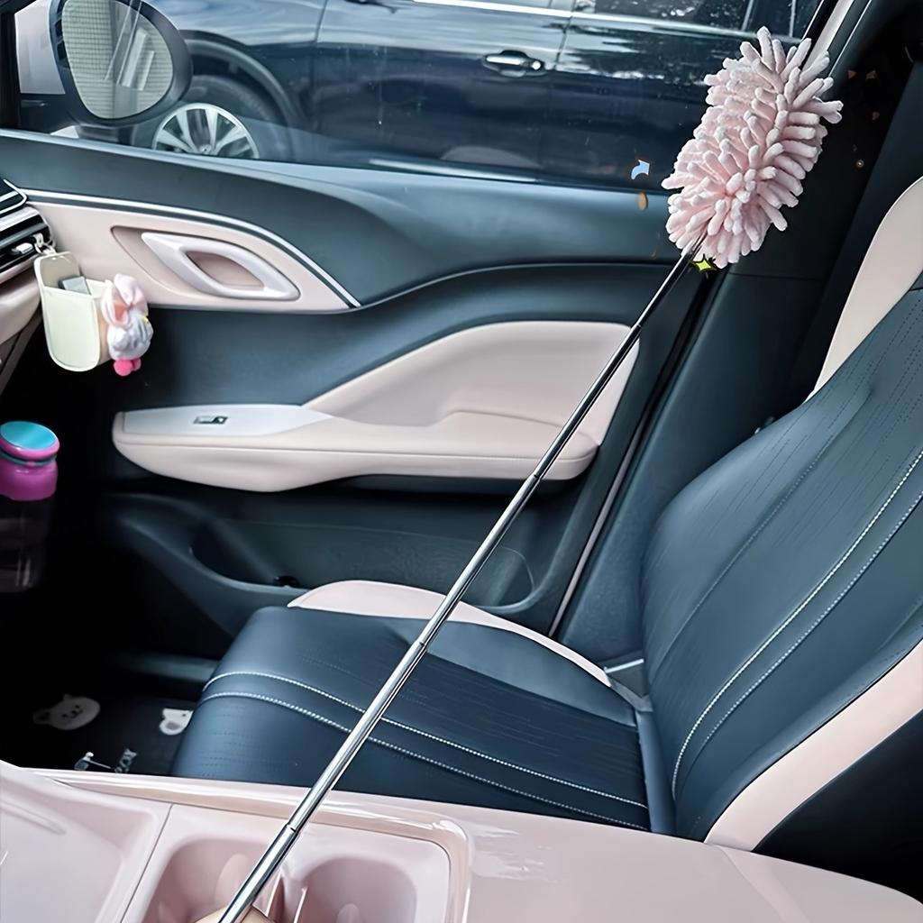 2 Mini Car Dusting Brushes, Retractable and Bendable Microfiber Dusting Tools for Home and Car Interior Cleaning - Polyester Fiber Material