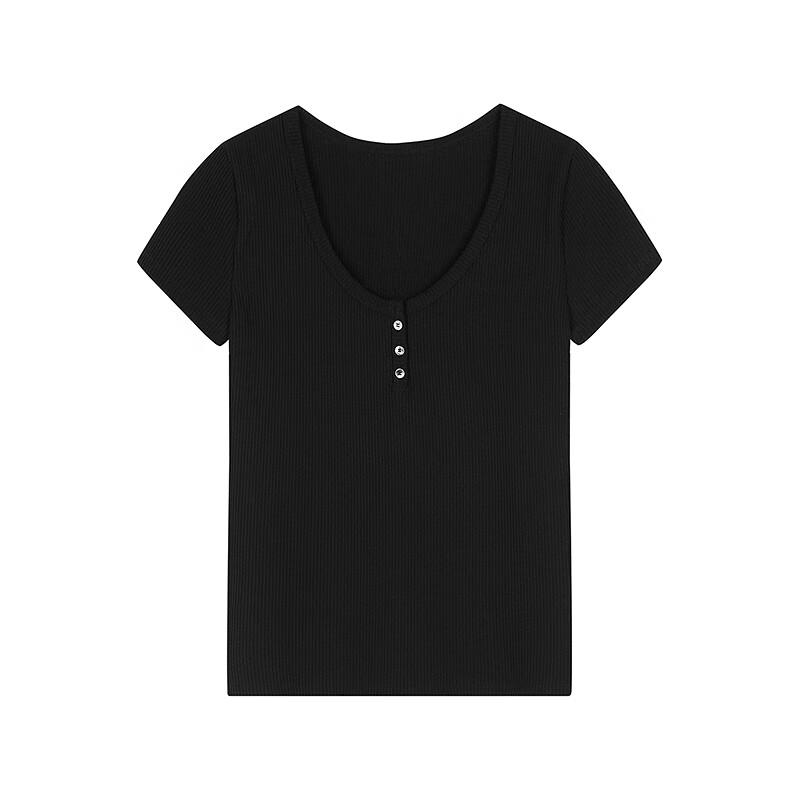 JNBY 2025 Summer Slim-Fit Short Sleeve U-Neck T-Shirt