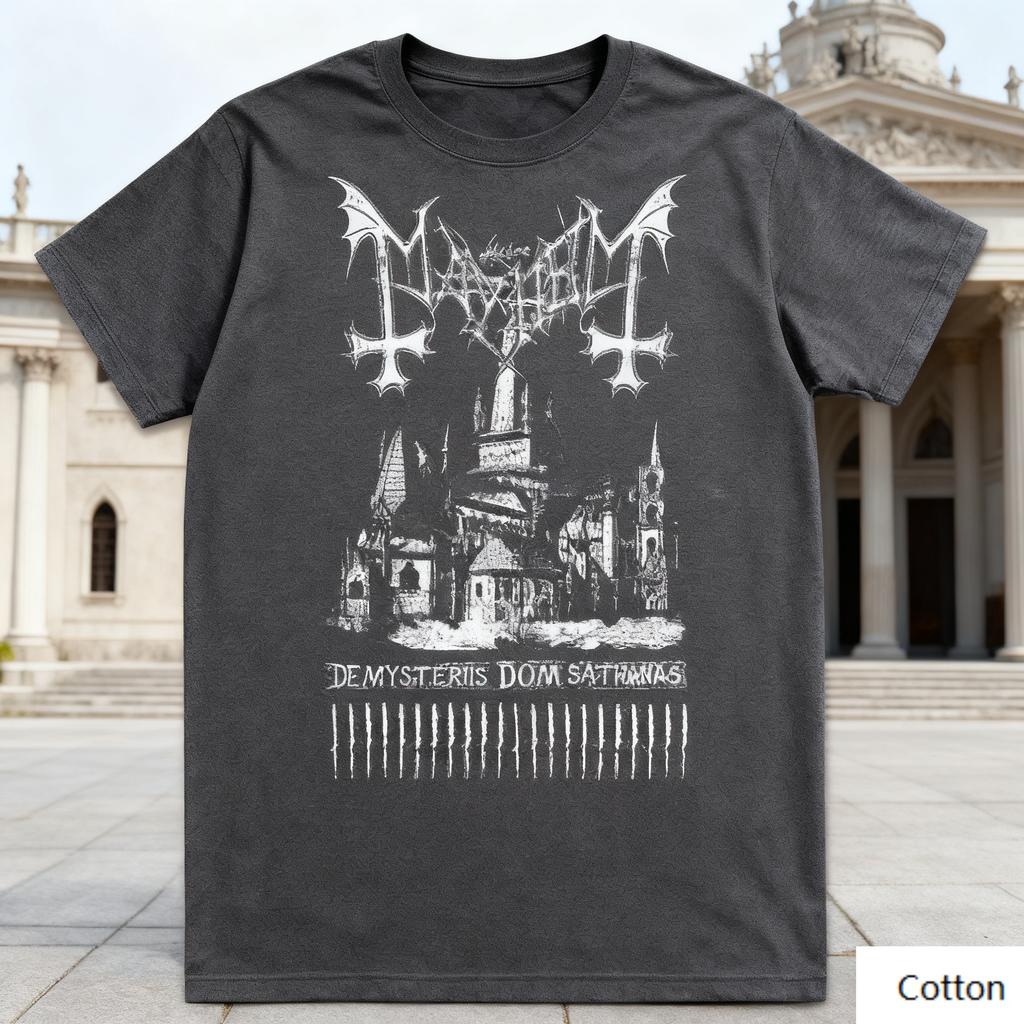 Dunkles Metall - Gothic - Themen T-Shirt mit Rundhalsausschnitt, das ein unverwechselbares dunkelgothisches Design zeigt, Marke Reine Baumwolle Streetwear