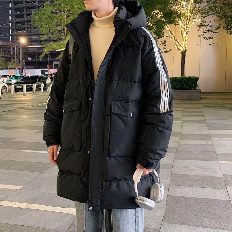 Men's 2025 Mid-length Down Jacket - Winter Thickened Casual Hooded Outerwear for Youth Fashion and Cold Protection