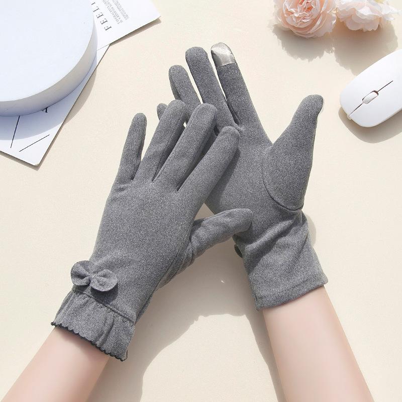 Women's Windproof Touch Screen Cycling Gloves - Velvet Cotton for Spring and Autumn