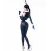 LOST-G Race Queen Bunny Girl Uniform Leotard with Stockings, Tight Fit, Cosplay Costume for Women, Cute, PU Leather (Black, M)