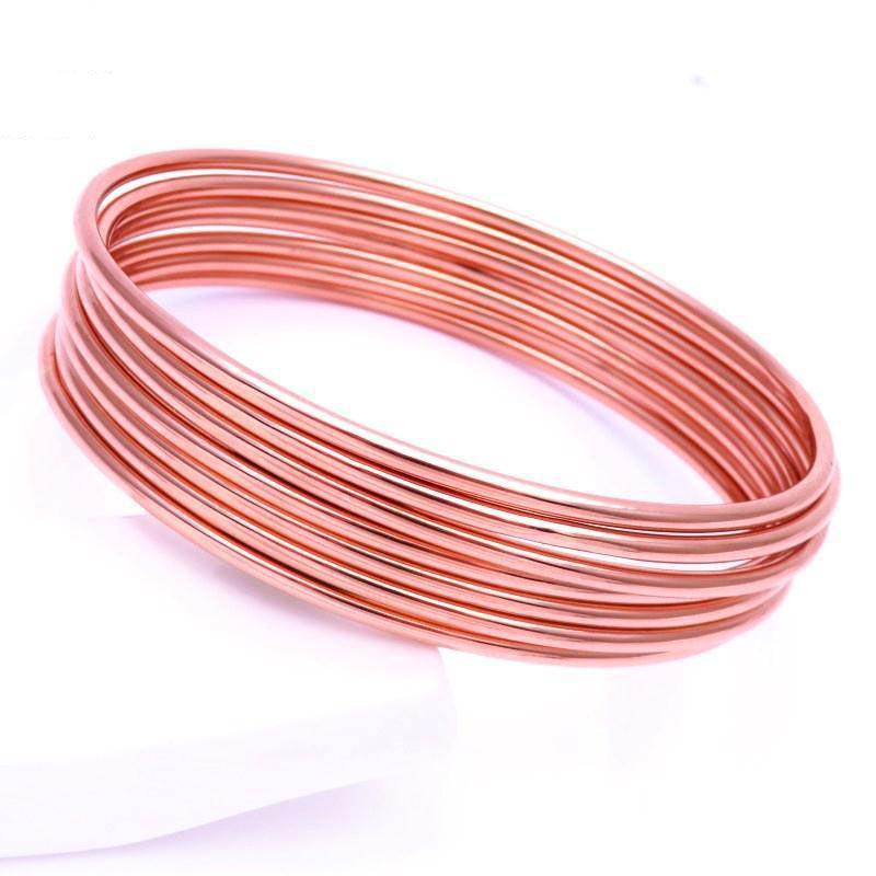 Purple Gold Smooth Plain Ring Bracelet Simple Fashion Classic Trend Rose Gold Plated Bracelet (about 18cm)
