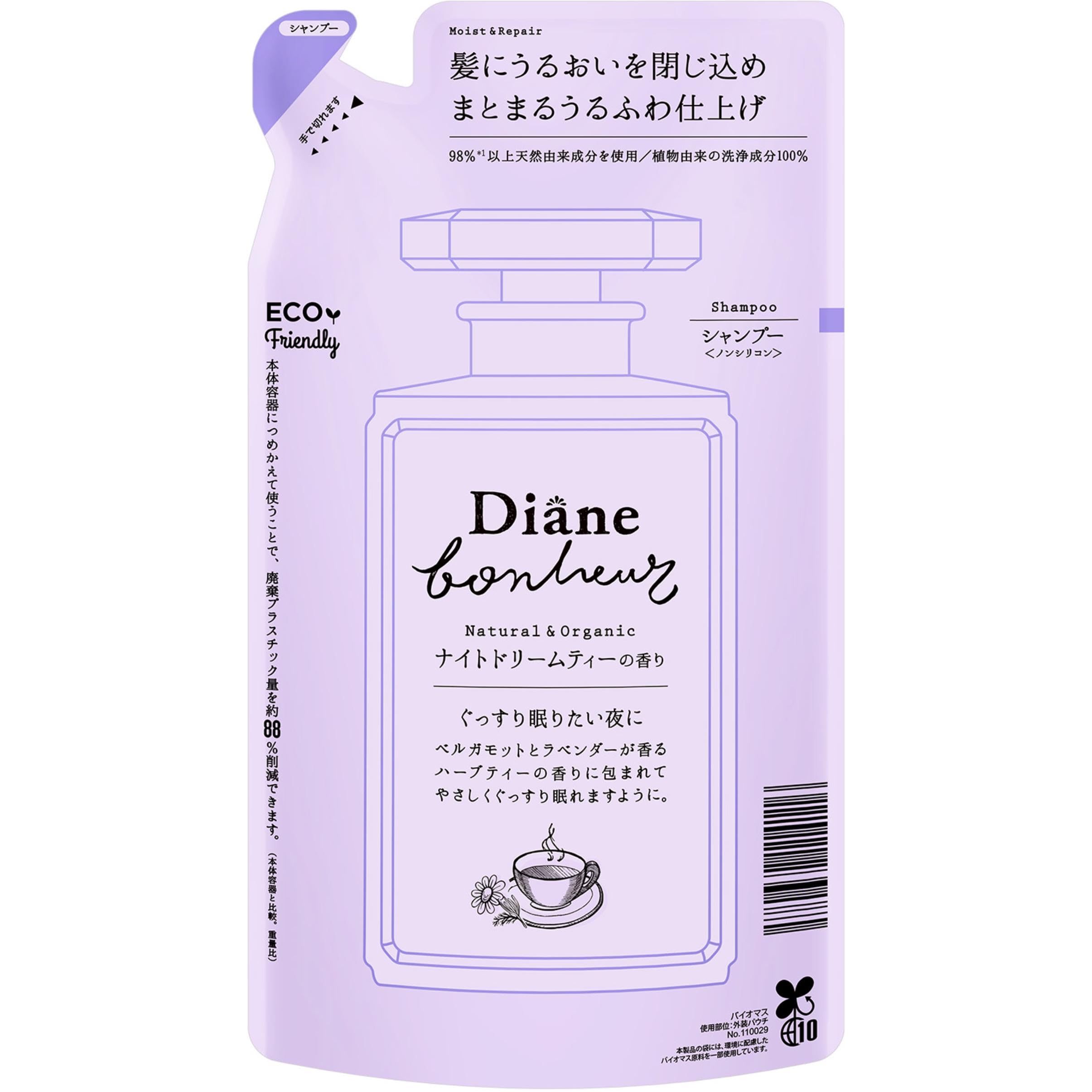 

Шампунь Diane Bonheur [Аромат ночного чая] Увлажнение и восстановление Diane Bonheur Сменный блок 400 мл Без добавок