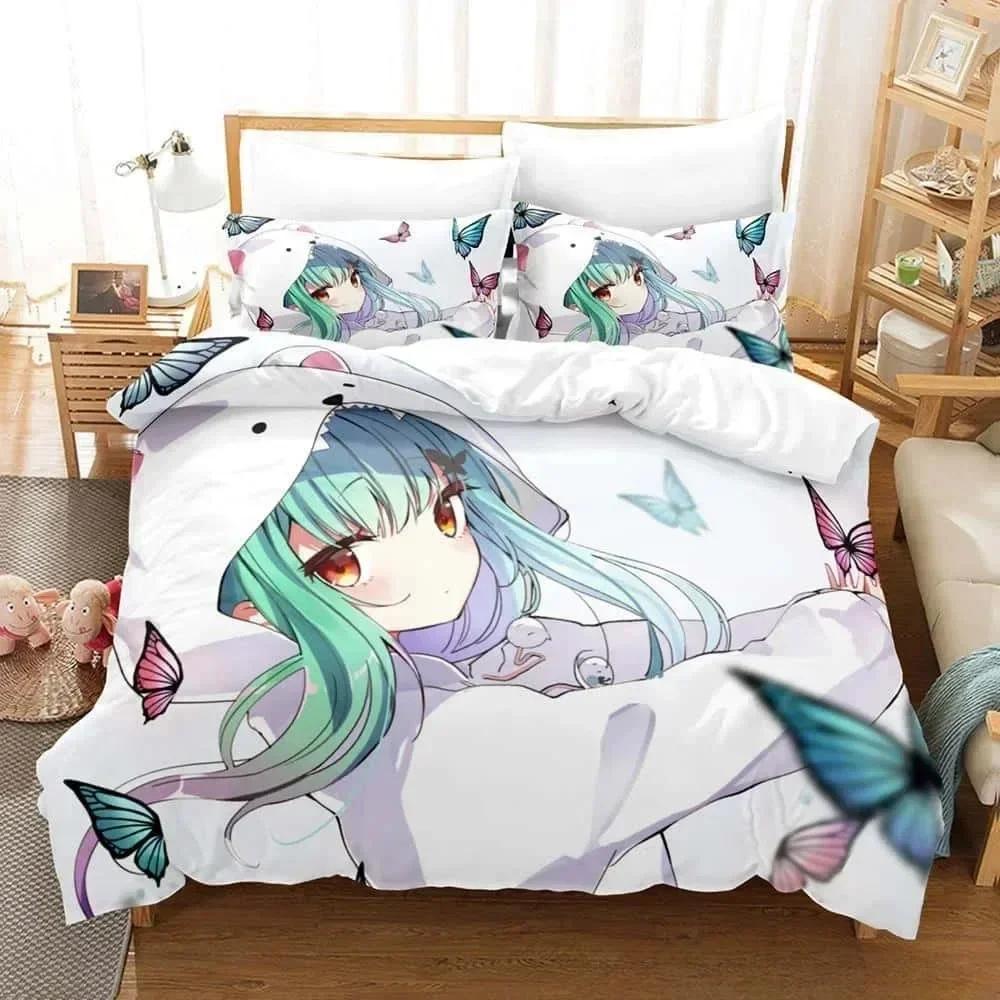 3d Cartoons Vtuber Hololive Uruha Rushia Bedding Set Single Twin Full Queen King Size Bed Set Adult Kid Bedroom Duvet Cover Sets