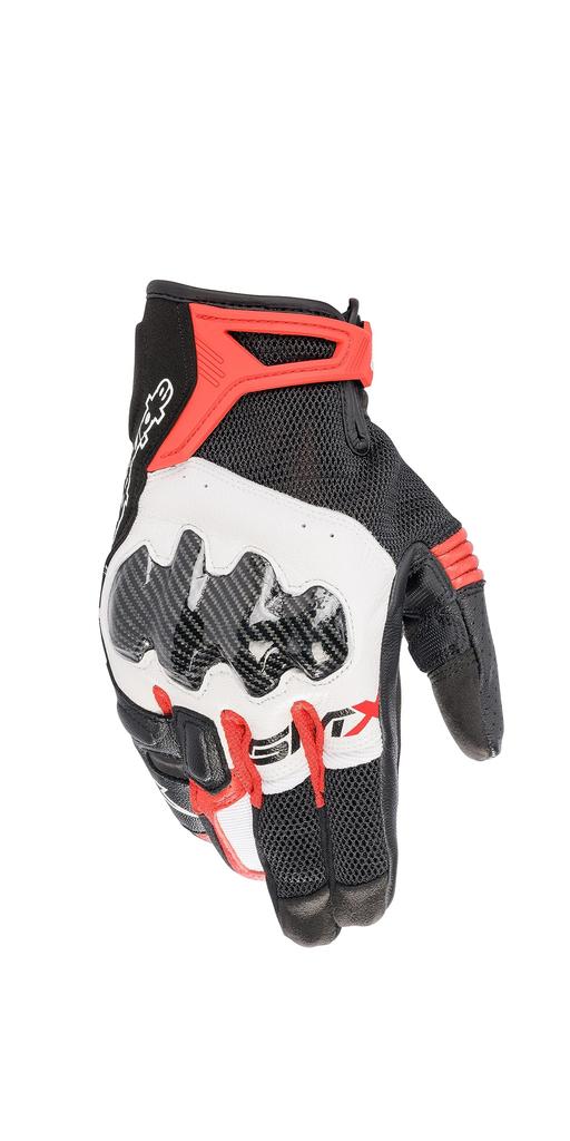 Alpinestars Motorcycle Gloves Black/White/Bright Red (Size: L) SMX-R Gloves