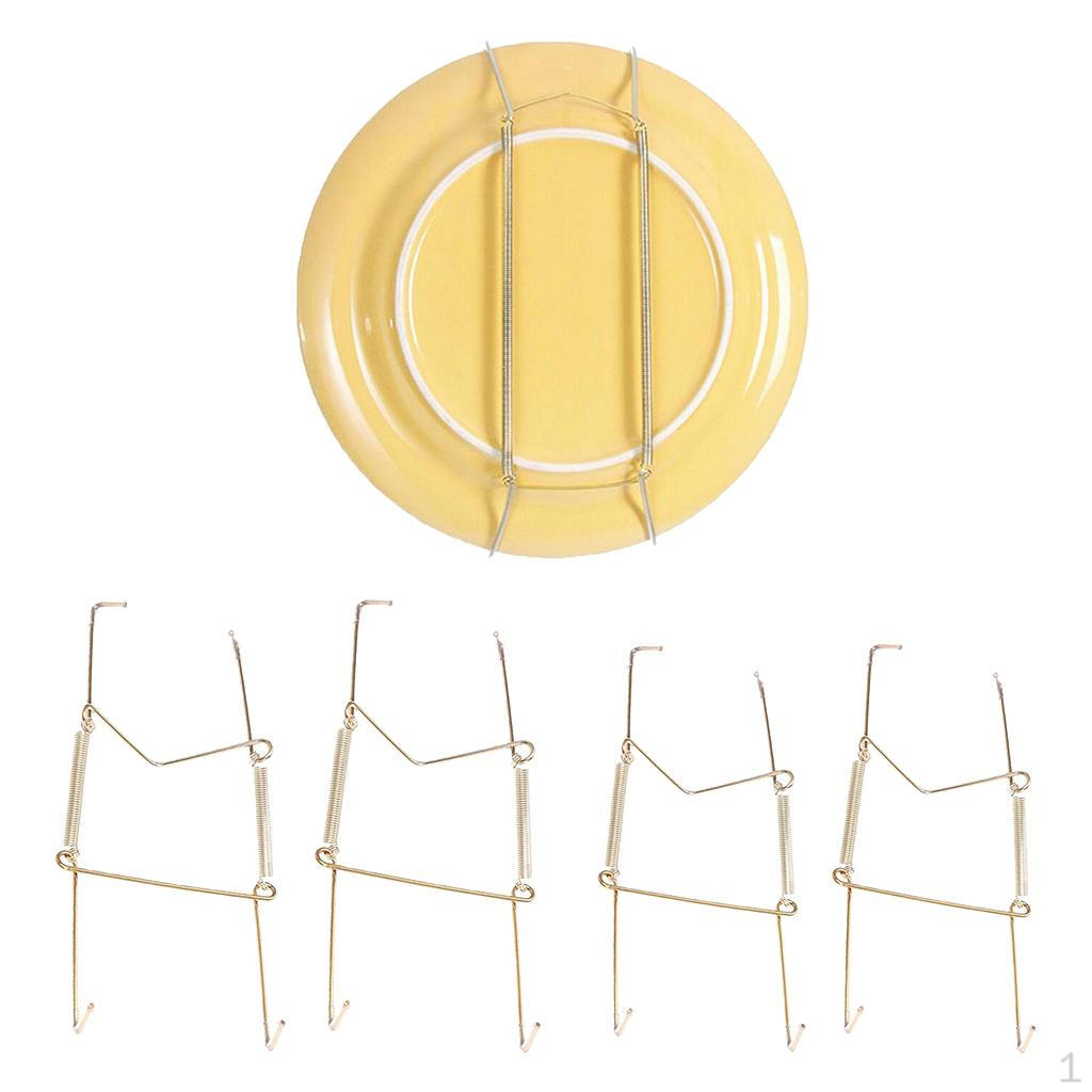 4pcs Expandable Metal Wall Mounted Plate Storage Rack Decorative
