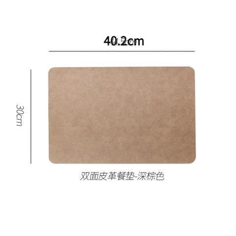 Light Luxury Solid Leather Placemat Coffee Brown PVC Table Mat Waterproof Oilproof Heat-Insulated Plate Bowl Pad Table Decor