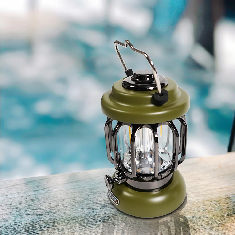 TAIKOO Dimming Switch Retro Camping Light Use Bright COB with Hanging Hook 3AA Batteries Powered Camping Lantern