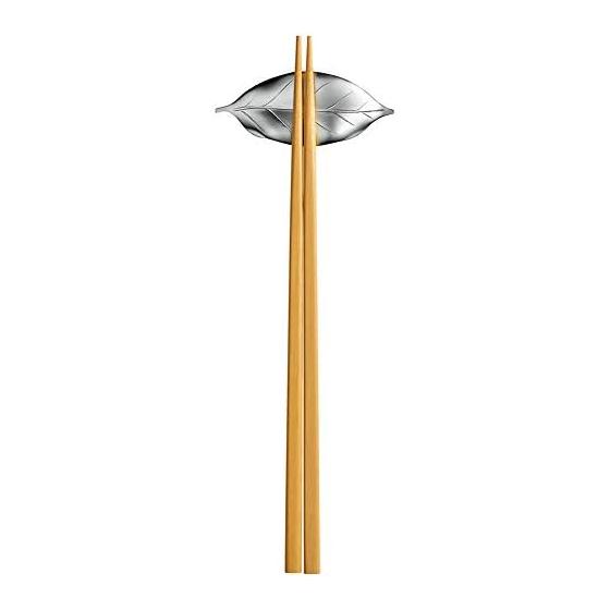 NAGAO Chopstick Rest, Leaf Chopstick Rest, Camellia, Silver, Made In Japan, Stainless Steel, Tsubame-Sanjo