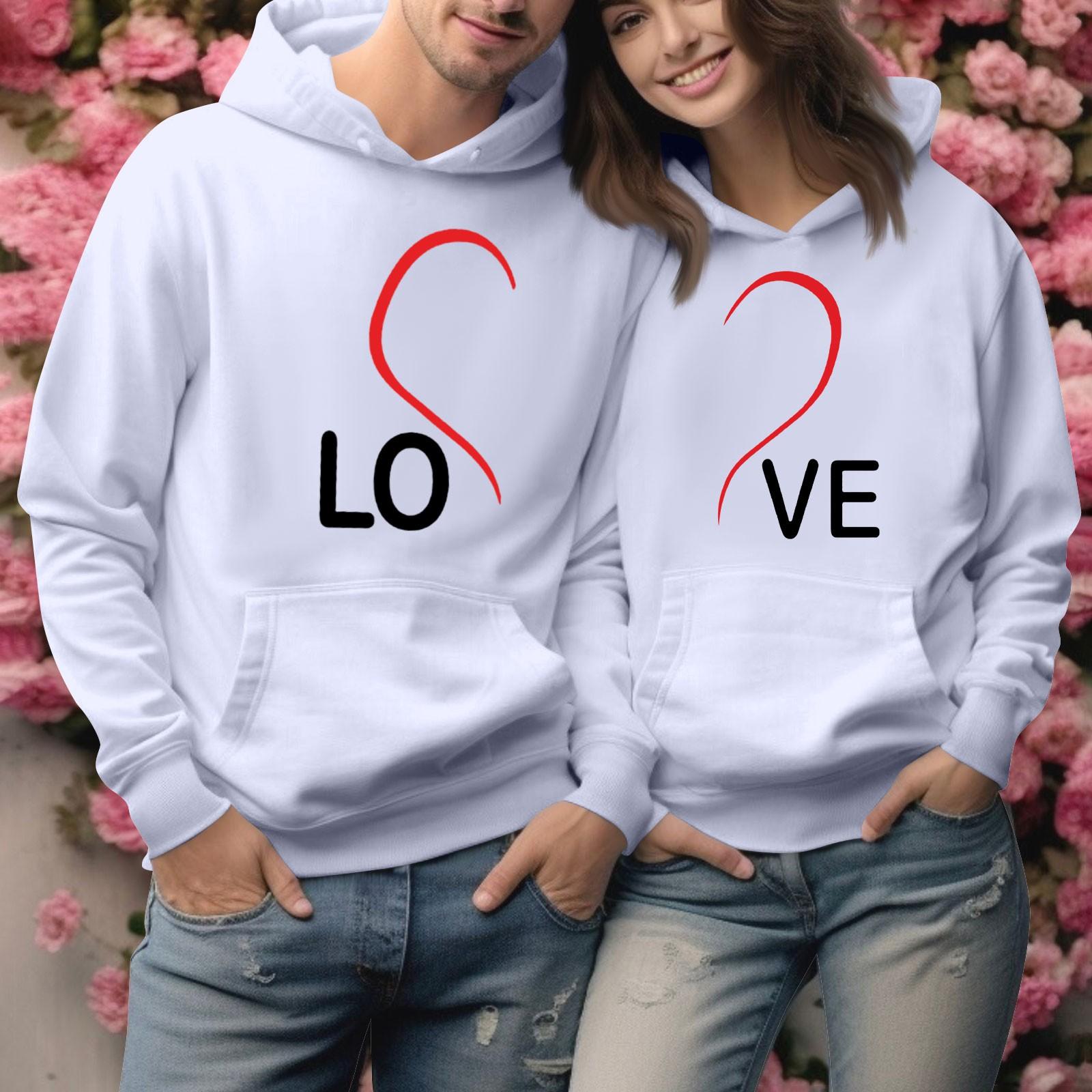 

Женский топ с круглым вырезом и длинными рукавами, пуловер с принтом ко Дню святого Валентина, парная толстовка XL белый