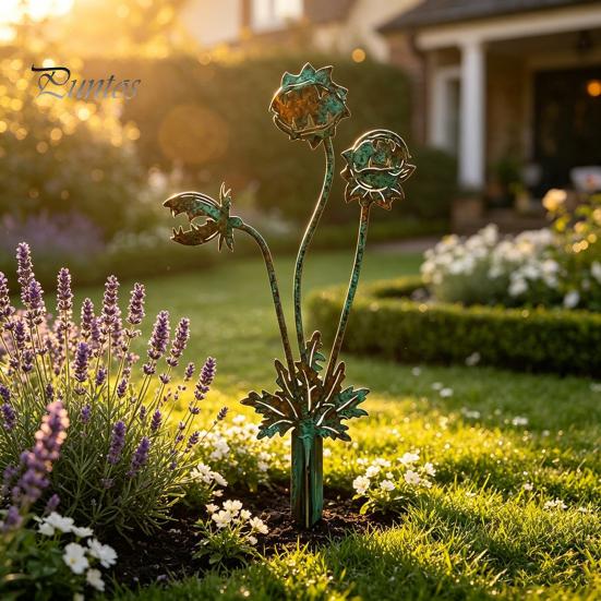 Einzigartiger Blumenbeet-Akzent Fleischfressende Pflanze Gartenstecker, Metall Venusfliegenfalle Hofkunst Skurrile Terrassen-Boden-Einlage Skulptur für Außenweg