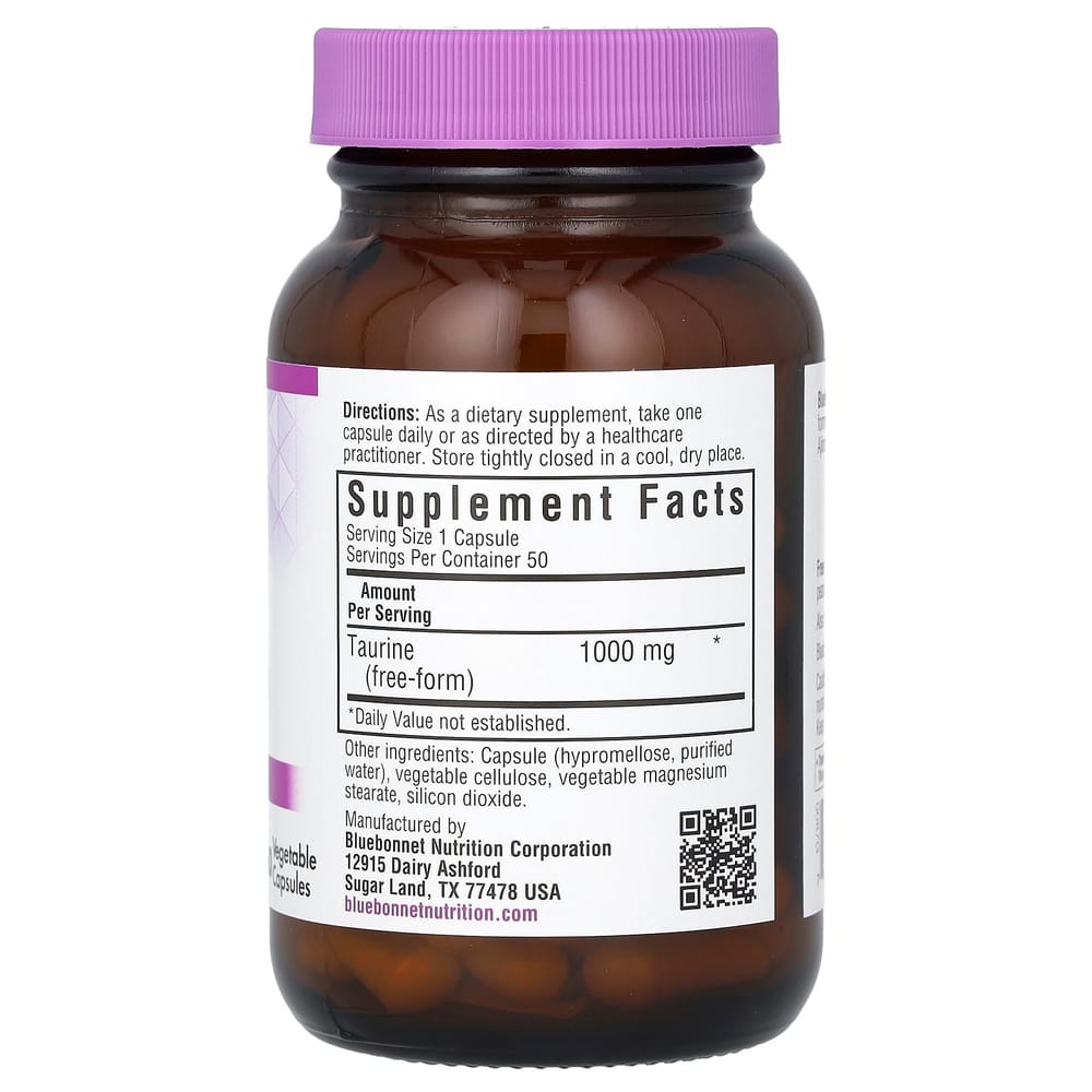 Bluebonnet Nutrition Taurine 1000mg Veggie Capsules 50 Counts