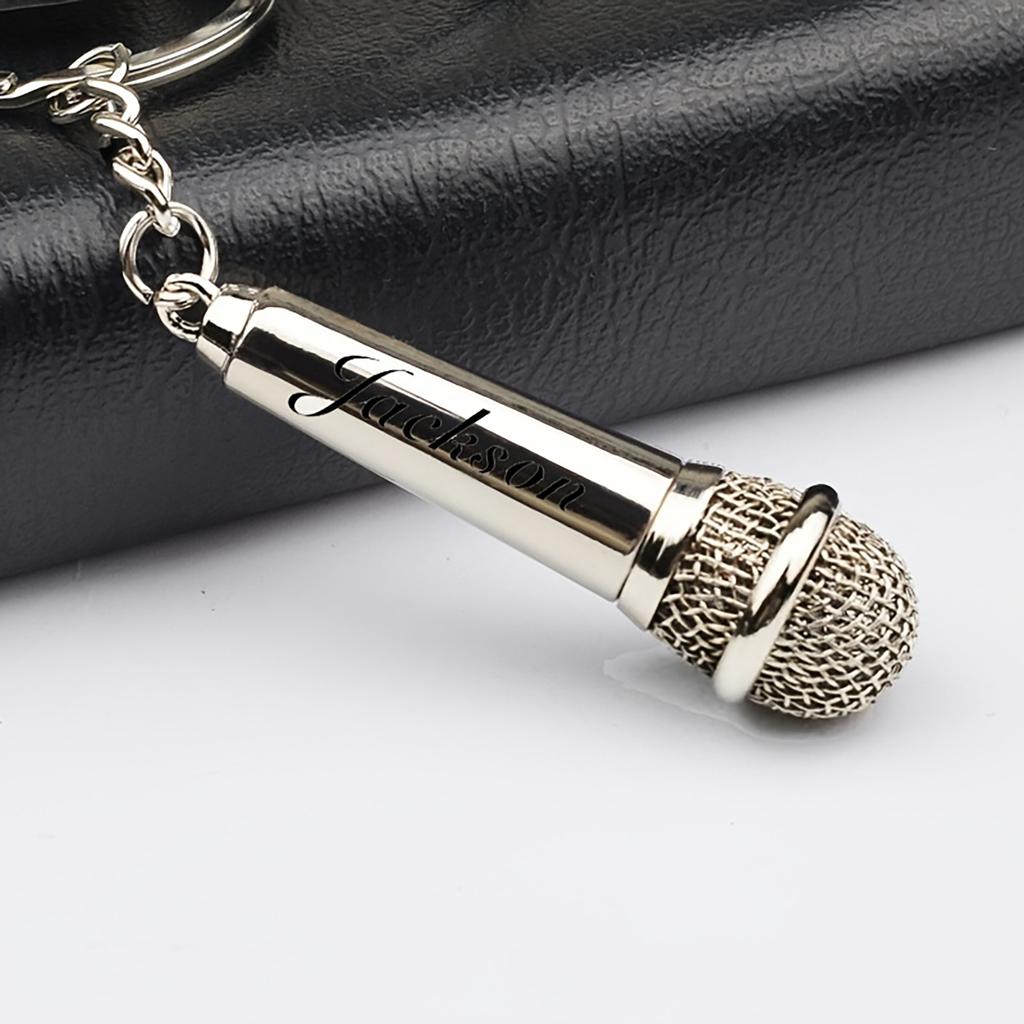 Custom Microphone Keychain, Personalized Engraving, Creative Mini Gift for Friends & Holiday Party Favors