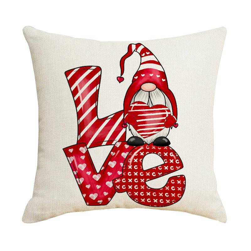New Valentine's Day Red Love Pillow Case Sofa Pillow Letter Love Plaid