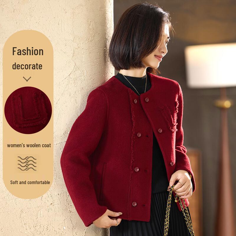 

Women s Elegant Wool Blend Short Coat 2XL