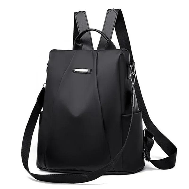 

New Women s Backpack Fashion Large Capacity Detachable Nylon Solid Color Lightweight Waterproof Shoulder Strap Multi Functional чёрный