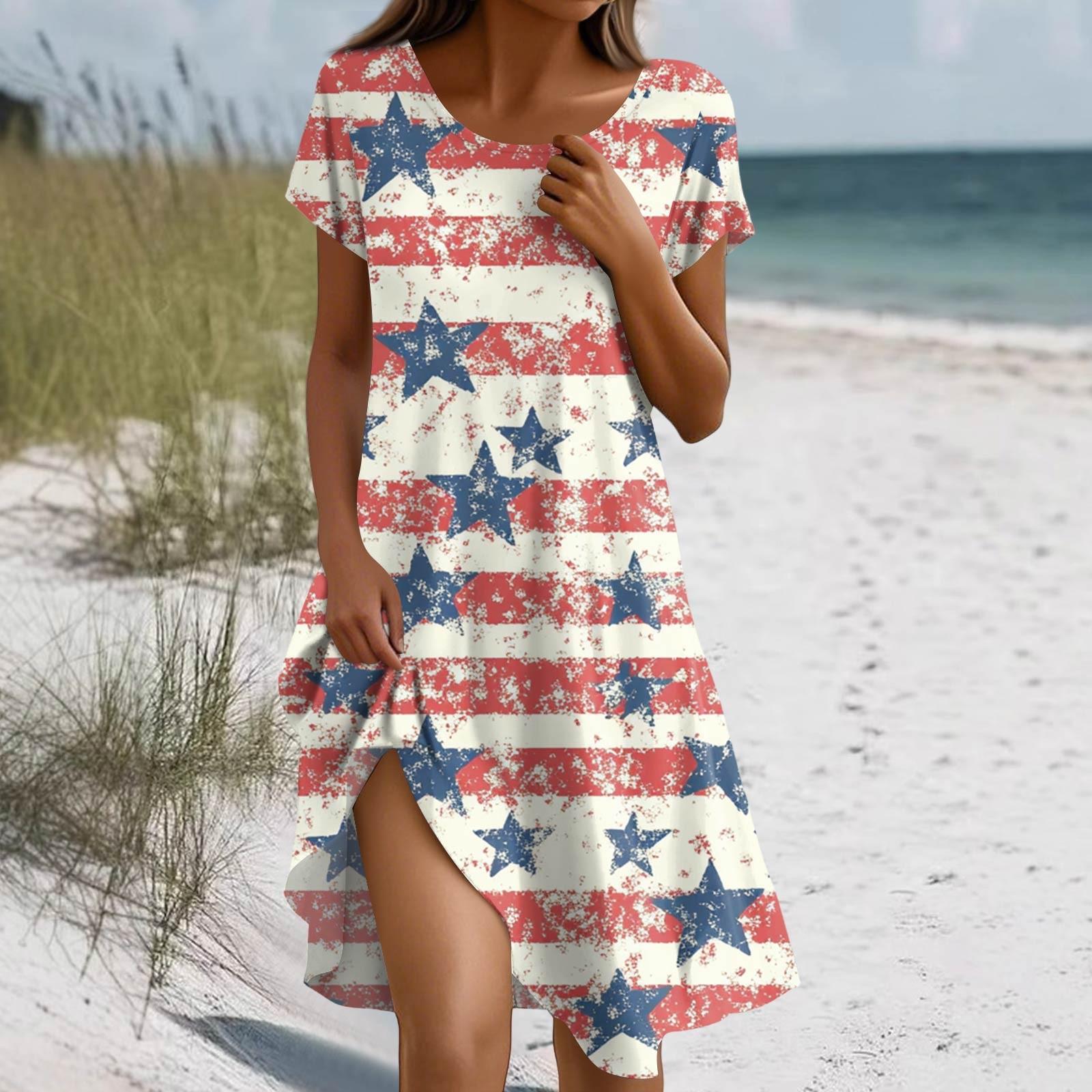 

Платье в стиле бохо с коротким рукавом для женщин, повседневное, свободного кроя, летнее, сарафан с цветочным принтом и карманами M винный