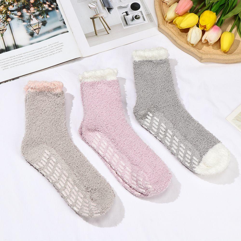 Sleep Socks Cold Protection Winter Women Socks Mid Socks Plush Socks Coral Fleece