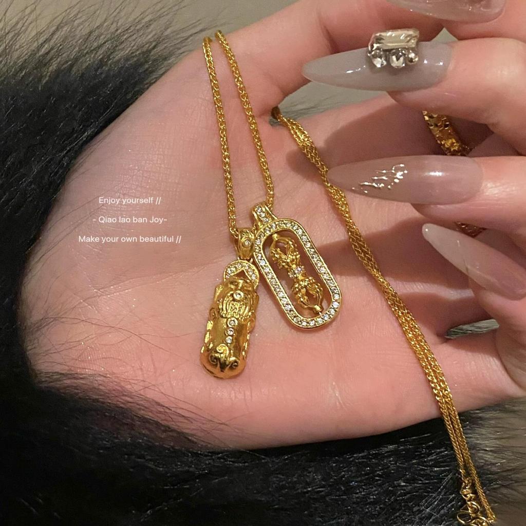 Collier pendentif Pixiu Vajra chinois luxueux pour femmes