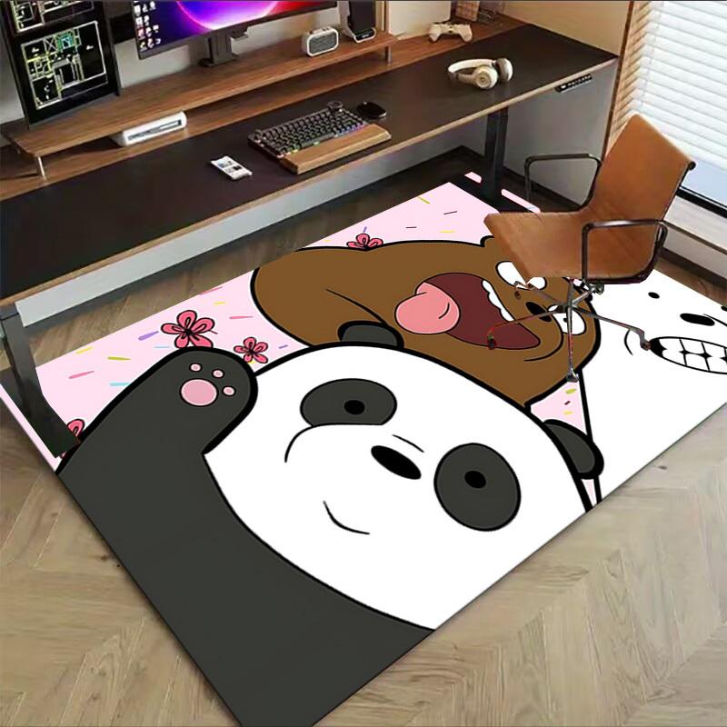 1pc Bear Panda Carpet Anti Slip Polyester Floor Mat for office.Bedroom