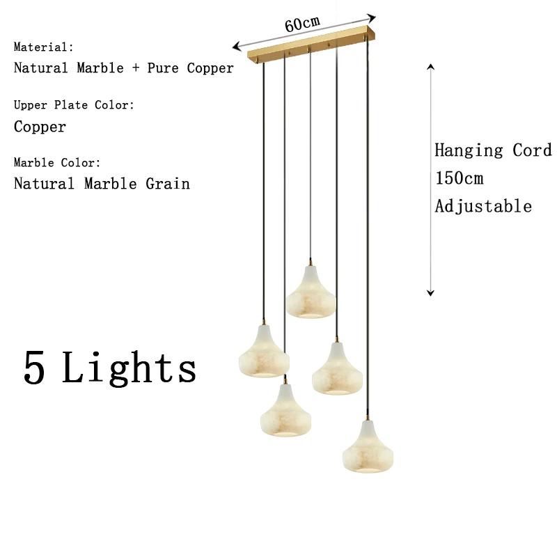 Natural marble restaurant pendant light ceiling light room decoration high-end snowflake stone all copper home hanging  fixtures