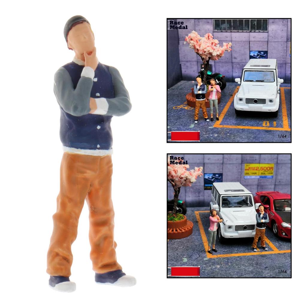 Tiny People Model People Hand Painted Figures Young man Train Park Street S Scale Models Standing Pose (1:64)