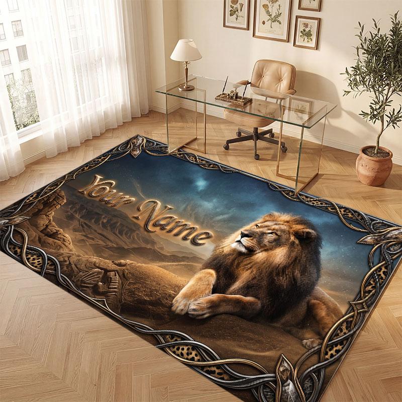 Animals Theme Crystal Velvet Floor Rug Personalized Custom Name Text Warm Carpet Home Decoration