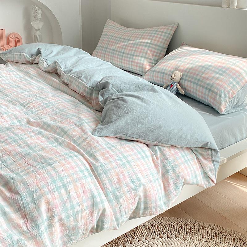 Bettwäsche-Sets, Bettbezug aus Baumwolle, für Einzelbett, Doppelbett, Queen-Size-Bett, Bettdecke/Bettbezug, Leinen-Set