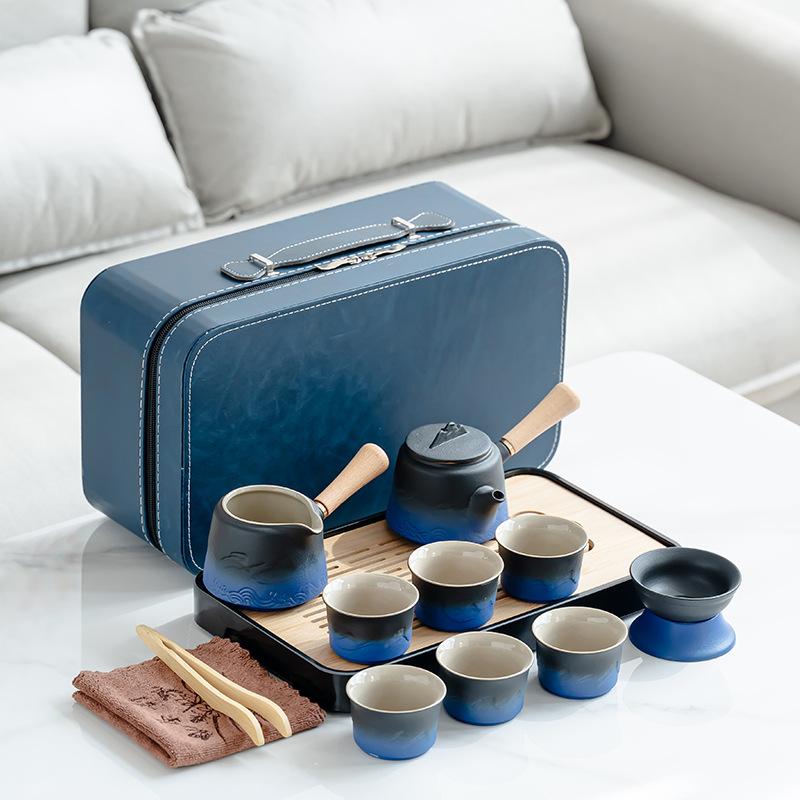 Household Kung Fu Tea Set, Portable Outdoor Travel Tea Set, Complete Set of Teapots, Business Gifts, Free Printing