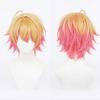 LVMEY Anime Character Cosplay Cream Yellow Pink for Heat Resistant Cosplay Costume Wig Net Perfect for Comic Cultural and School Festivals Wig, Short,