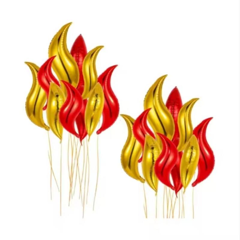 

20pcs of flame balloons, 18-inch aluminum red and gold flame balloons, suitable for birthday parties, camping themes, and firefighter activities