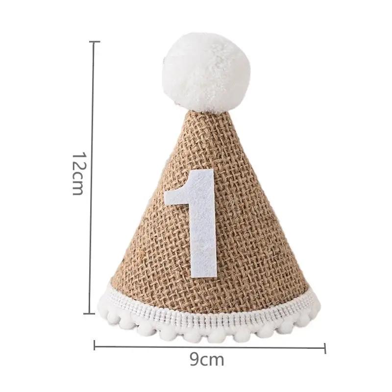 Ins Crown Happy Birthday Hat for Kids Durable Felt Fabric Celebration Headband Decorations Baby Birthday Wedding Party Supplies