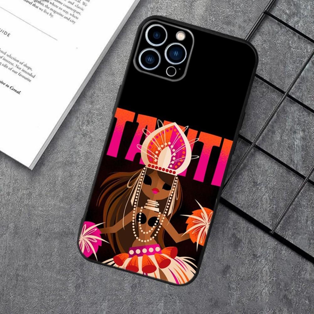 Hinano Tahiti Girl Beach Phone Case For iPhone 16,15,14,13,12,11,XS,XR,X,8,7,Pro,Max,Plus,mini Silicone Black Cover