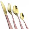 4 stk Kniv skje Gaffel Bestikksett 304 Rustfritt stål Servise Rosa Gull Speil Bestikk Western Servise Luke Sølvtøy Sett