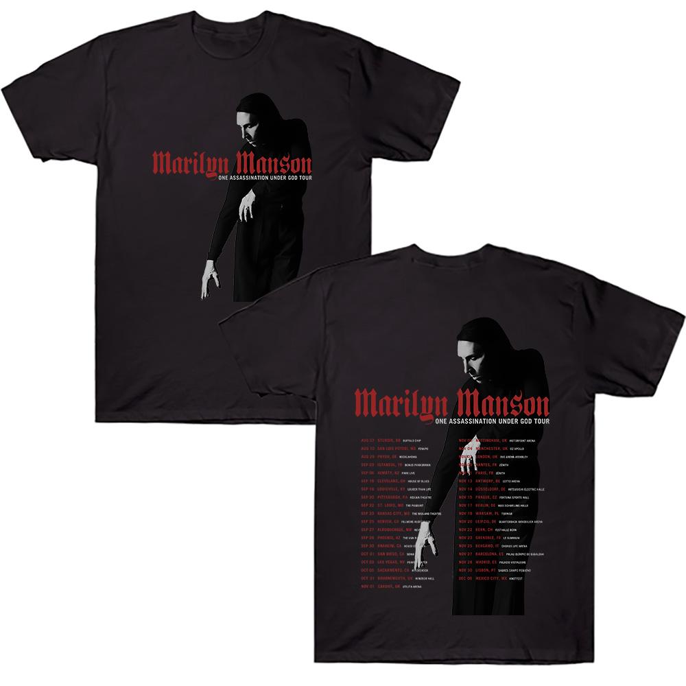 

Marilyn Manson One Assassination Under God Tour Tshirt 2025New Large High Street Short Sleeved Tshirt Mens Womens Cotton Top M