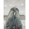 Women's American Retro Ink Splatter High Waist Wide Leg Jeans - Autumn/Winter Casual Slimming Design
