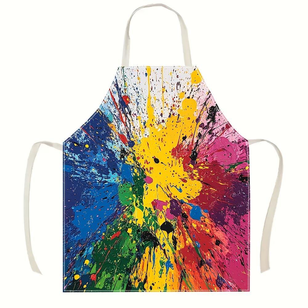 1pc Colorful Paint Splatter Apron Linen Kitchen Cooking Baking Art Gift for Artists Men Women 38X47cm(15X19in)