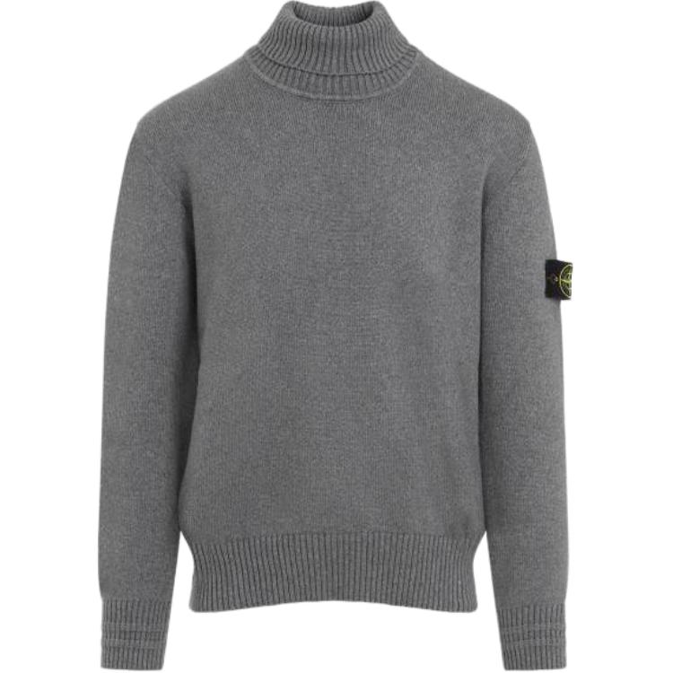 

STONE ISLAND Однотонный пуловер с высоким воротом прямого кроя, свитер с длинными рукавами, мужской свитер, серый 8115505A2-V0M64 L