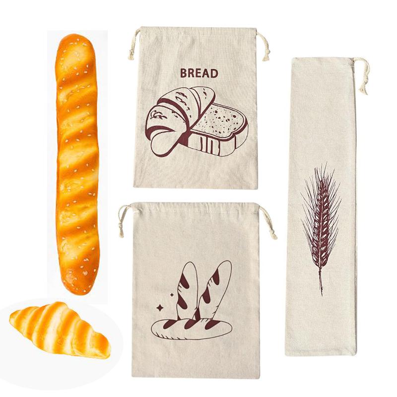Baguette-Aufbewahrungsbeutel - Wiederverwendbarer rustikaler Leinen-Brotbeutel Großer Brotbeutel mit Kordelzug für Bäckereien