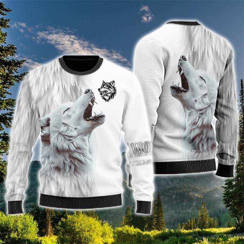 3D Print Eagle Wolf Raccoon Sweatshirt For Men Funny Animal Pattern Hoodies Casual Loose Tops O-Neck Unisex Pullovers Streetwear S 2173₽