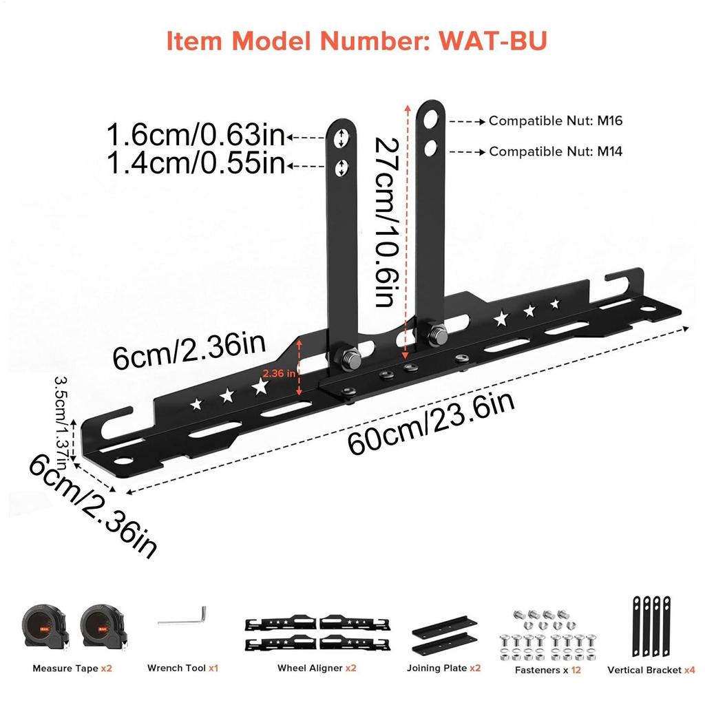 2 Stück Auto-Spurvermessungswerkzeug mit 2 Maßbändern, verstellbares Auto-Radnivellierer, strapazierfähige Radwuchtplatten