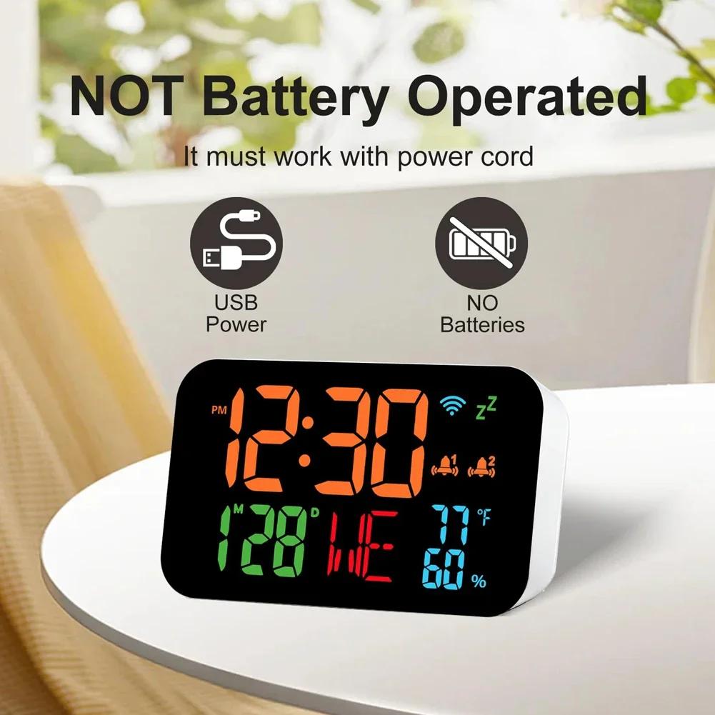 Horloge de Bureau Calendrier WiFi Tuya Thermomètre Hygromètre Intelligent avec Affichage LED Numérique Prise en Charge de l'Auto-Calibration WIFI